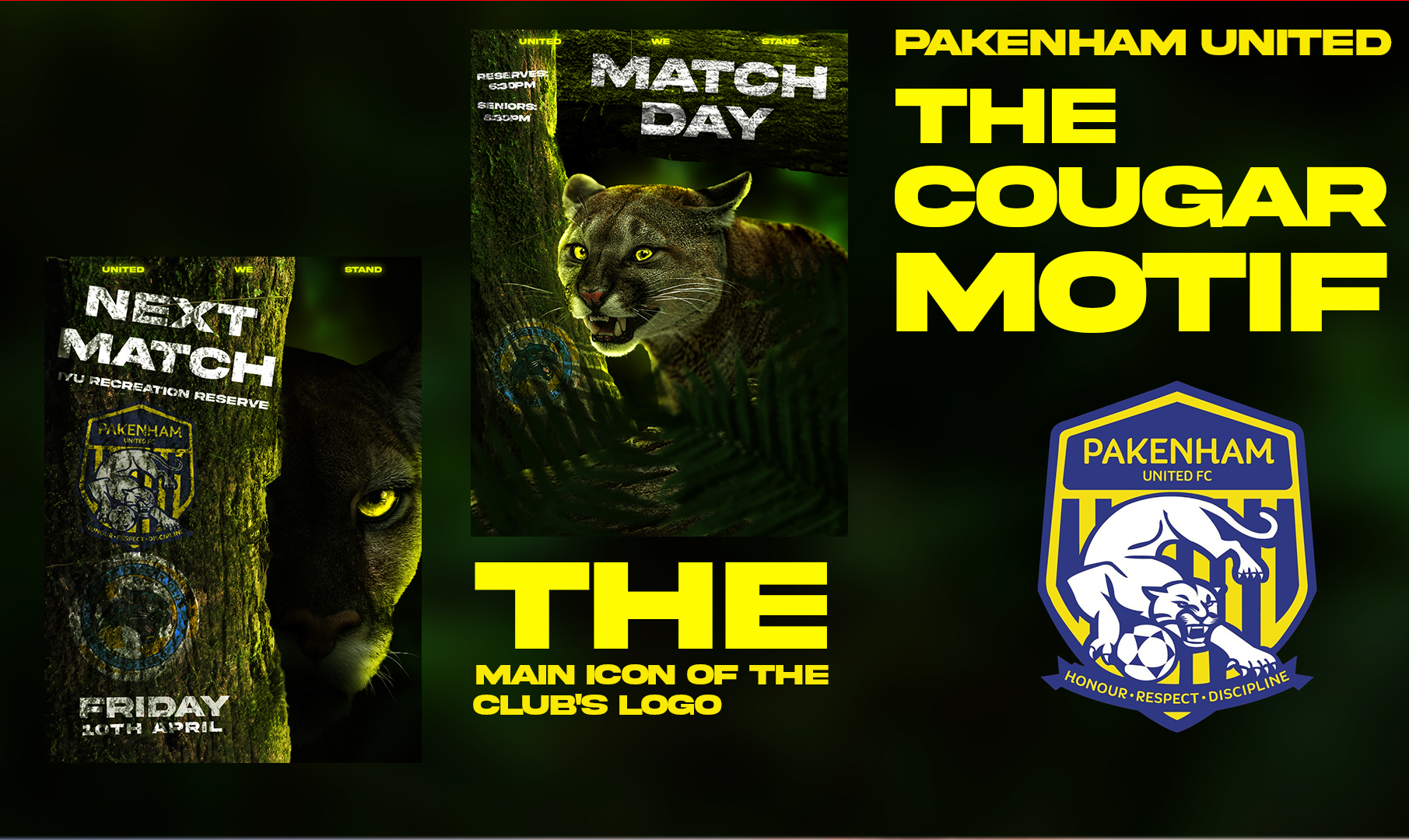 The cougar motif — Pakenham United matchday posters