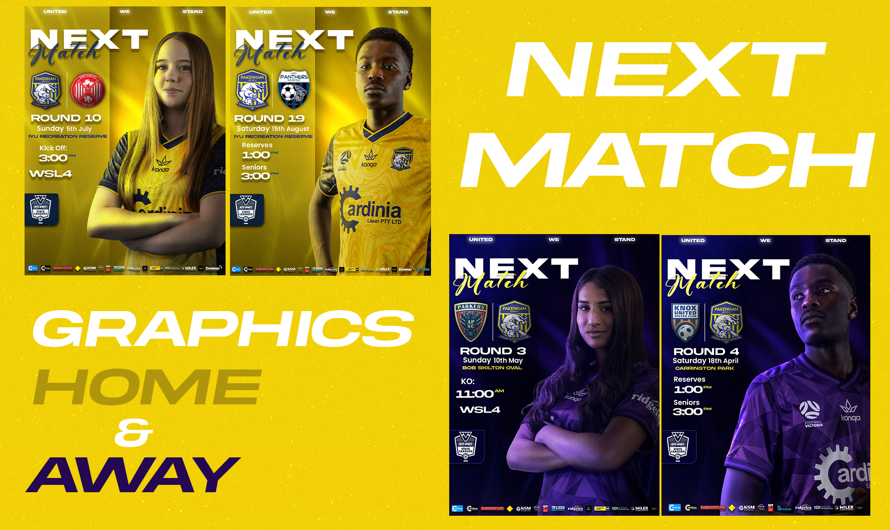 Next Match graphics — home and away